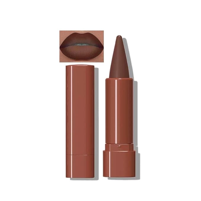 Mefyhtune 2-in-1 Gradient Brown Lip Liner & Lipstick, Dark Brown Maroon Waterproof Long Lasting Matte Lip Liner Pencil, Makeup Smudge proof lip liner with Cone Tip (05#-Dark Brown)