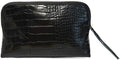 RITTZI Noir Onyx Crocodile Cosmetic Bag - Luxury Vegan Leather Makeup Bag, Black Crocodile Texture Organizer, Beauty Bag for Travel, Skincare & Makeup Storage