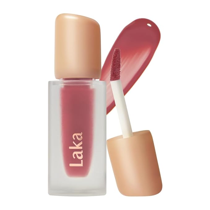 Laka Fruity Glam Tint | Glowing Korean Lip Tint with Hydrating Lightweight Texture | Buildable Color, Non-Sticky High Shine Gloss | K-Beauty Korean Makeup | #122 Rose, 0.15oz