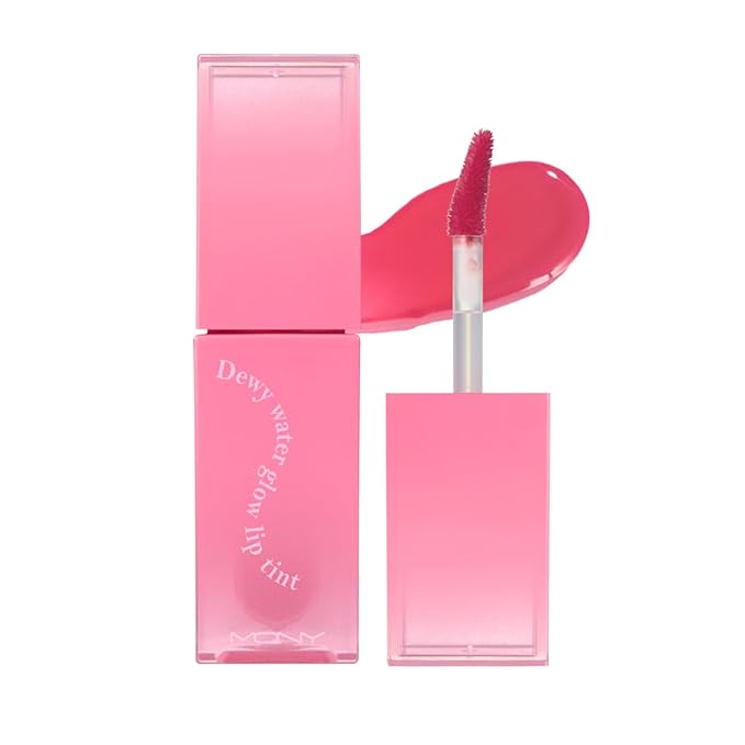 MQNY (MACQUEEN NEWYORK Dewy Water Glow Lip Tint - #02 Candied Pink, Glass-like Mirror Shine Hydrating Lip Stain, Long-Lasting & Non-Sticky Soft Tone Water Tint, 0.12 oz (3.5g)