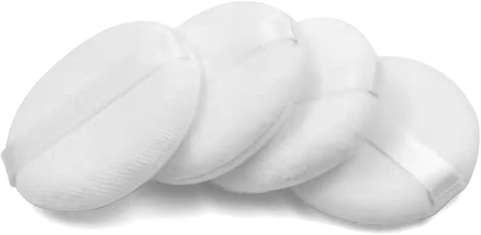 Zvrlampro 4 Pieces Cotton Powder Puff, Soft Makeup Puff for Loose Powder Foundation, Face Puff Pads Body Cosmetic Foundation (White, 3.15 Inch)