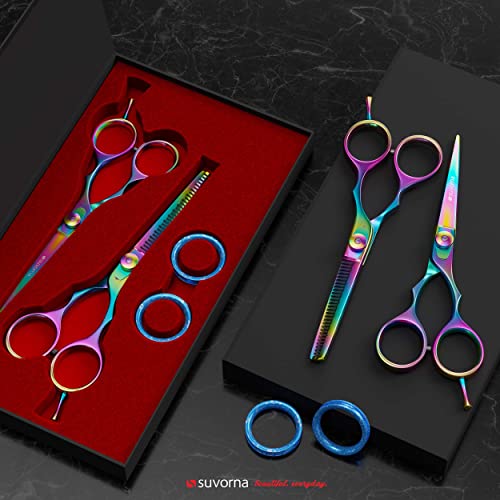 Suvorna 5.5" Hair Cutting Scissors Professional with Thinning Shears, Right-Hand Professional Hair Scissors, Barber Shears, hair shears, 2 Pcs Hair Cutting Shears - tijeras de peluqueria profesional.