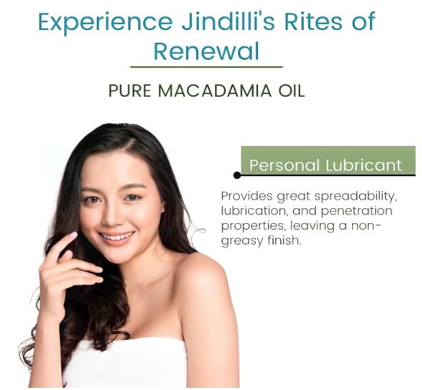 Jindilli Pure Macadamia Oil-Australian Cold-Pressed Refined, Filtered, All-Natural, Cruelty-Free-Travel Moisturizer for Hair, Skin, Nails, Massag-Sensitive Skin, Eczema, Rosacea and Psoriasis-3.4 oz