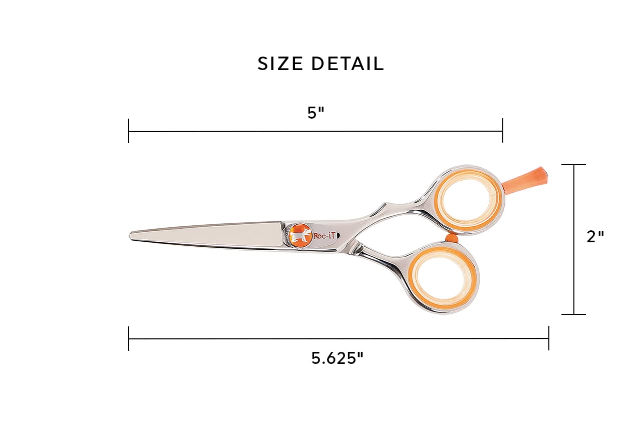 Cricket Centrix Roc-It Dog R 500 5” Professional Stylist Barber Hair Shears for Cutting - Precision Cast Convex Blade Hair Scissors, Offset Grip - Ideal for Hair Salon Use