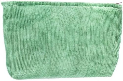 Flat Makeup Bag for Women,Zipper Cosmetic Pouch for Purse,Corduroy Green