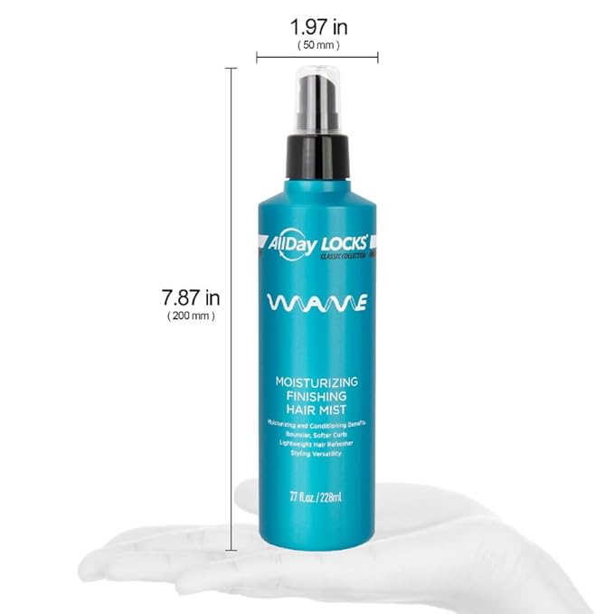 AllDay Locks Classic Wave Hair Mist - Curl Enhancing Spray for Women and Men, Lightweight Product for Enhancing & Finishing, Adds Shine, Moisture, and Bounce - 7.7 oz Bottle