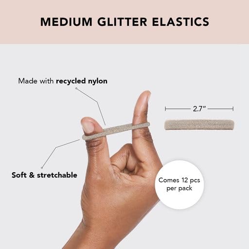 Kitsch Elastic Hair Ties No Damage | Stretchable Hair Bands - Neutral 12pcs