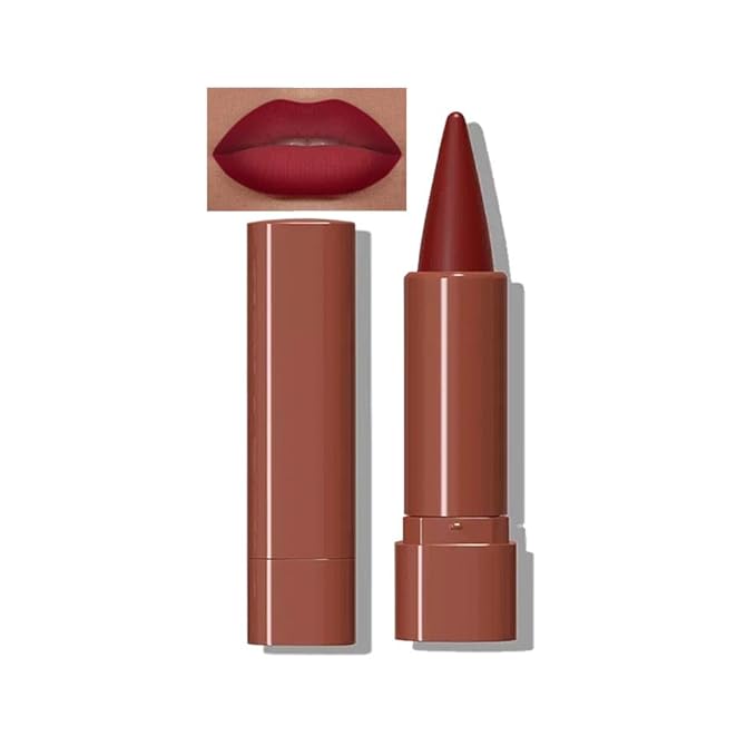 Mefyhtune 2-in-1 Gradient Red Lip Liner & Lipstick, Waterproof Long Lasting Matte Dark Red Lip Liner Pencil, Makeup Smudge proof lip liner with Cone Tip (07#-Vivid Auburn)