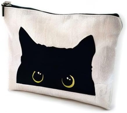 NEGIGA Cat Makeup Bag, Black Cat Kitty Kitten Cosmetic Bags for Women, Cat Owners Gifts, Black Cats Small Makeup Cosmetic Bag for Purse