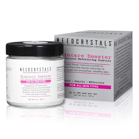 NeedCrystals Microdermabrasion Crystals 8 oz. / 227g. DIY Face Scrub. Natural Facial Exfoliator for Dull or Dry Skin Improves Acne Scars, Blackheads, Pore Size, Wrinkles, Blemishes & Skin Texture