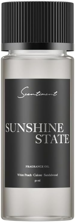Scentiment Diffuser Oil – Sunshine State | White Peach, Calone & Sandalwood | Fresh, Fruity & Coastal Fragrance Oil for Cold Air Diffusers – 1.69 fl oz (50 mL)