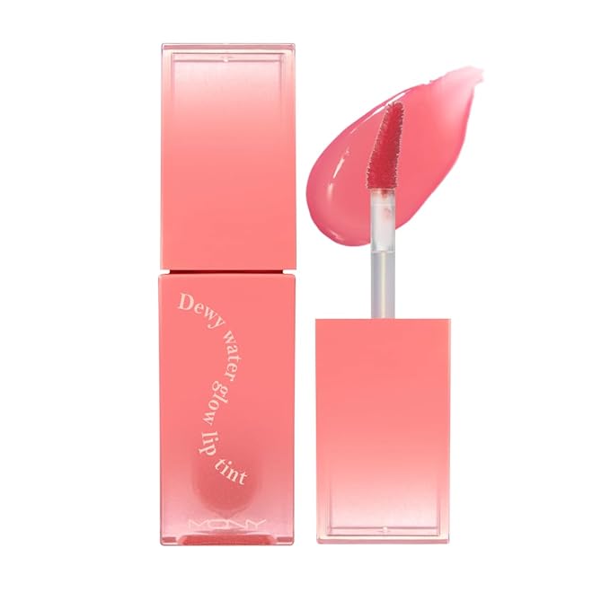 MQNY (MACQUEEN NEWYORK Dewy Water Glow Lip Tint - #03 Peach Dew, Glass-like Mirror Shine Hydrating Lip Stain, Long-Lasting & Non-Sticky Pink Tone Water Tint, 0.12 oz (3.5g)
