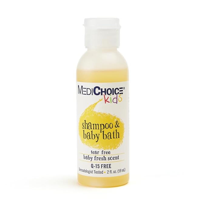 MediChoice Baby Shampoo and Bath Gel 2 Oz Travel Size, Case of 144, Tear Free, Fresh Scent Quick Rinse Body Wash - Paraben Free Gentle Cleanser