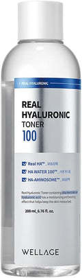 WELLAGE Real Hyaluronic Toner 100 6.76 fl.oz, Deep Hydration for Face