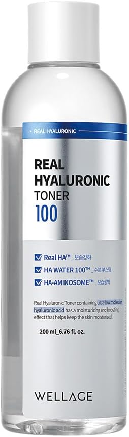 WELLAGE Real Hyaluronic Toner 100 6.76 fl.oz, Deep Hydration for Face