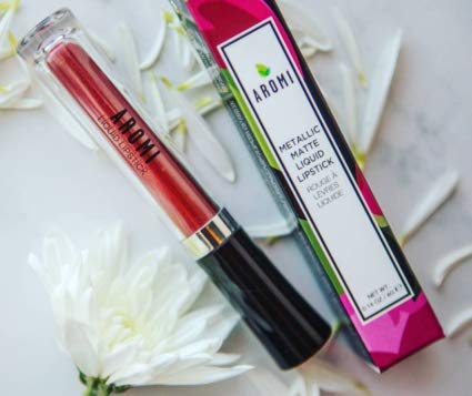 Aromi Candy Apple Metallic Liquid Lipstick, Dark Red Shade