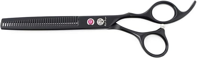 Purple Dragon 7" Dog Grooming Scissors Set with Rhinestone Accent - Black