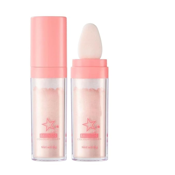 PAQIMAN Glitter Powder Highlighter Makeup,Body Brightens the Natural and Face Blusher Patting Powder Highlighter Makeup Beauty Glitter.(02# Fairy pink)