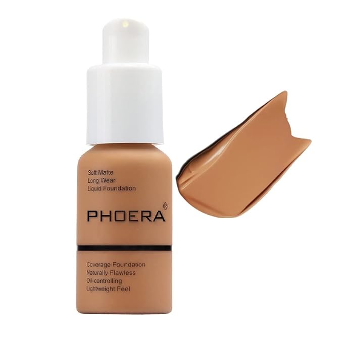 PHOERA Flawless Matte Liquid Foundation, Long Wear Oil Control Full Coverage Face Makeup Soft Liquid Foundation.(108# Tan)