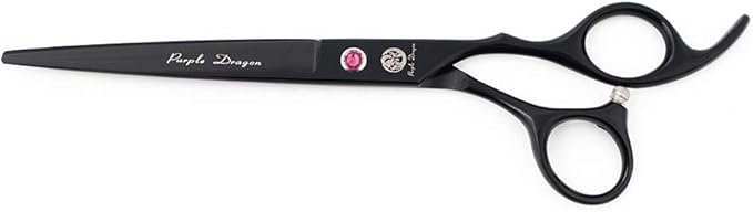 Purple Dragon 7" Dog Grooming Scissors Set with Rhinestone Accent - Black