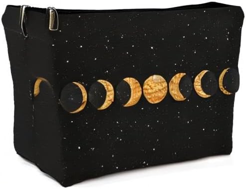 Dwept Abstract Boho Minimalist Moon Phases Cosmetic Bag, Mid Century Bohemian Modern Art Makeup Bag Zipper Cosmetic Pouch Bag Travel Linen Makeup Organizer, Boho Gifts for Women Teen Girls Her Teens