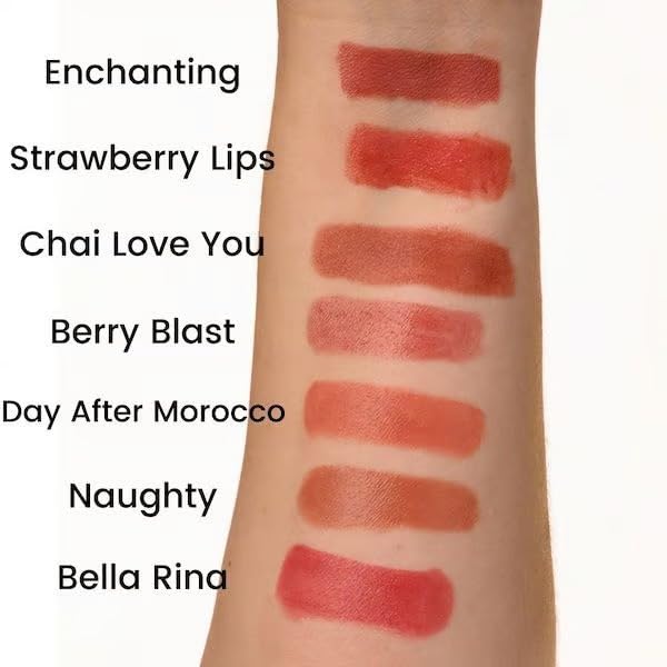 Red Apple Full Body Lipstick for Women - Vegan Gluten Free Organic Lipstick - Creamy Lip Color, Nourishing Lip Makeup w Vitamin E - NEUTRAL MEDIUM ROSE SHADE - ENCHANTING