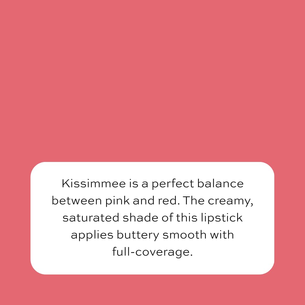 Red Apple Full Body Lipstick for Women - Vegan Gluten Free Organic Lipstick - Creamy Lip Color, Nourishing Lip Makeup w Vitamin E - WARM MEDIUM PINK SHADE - KISSIMMEE