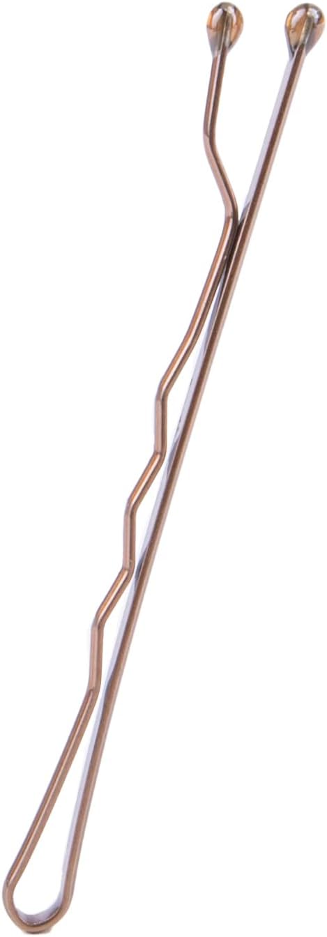 Amazon Basics No Slip Bobby Pins for All Hair Types, Secure Hold Hair Pins for Updos, Brunette Brown, 48 Count