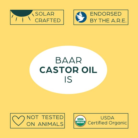 Baar Organic Castor Oil for Eyelash, Eyebrow and Hair Renewal, Skin Repair and Protection, Detox & Cleansing and Relief for Sore Muscles and Stiff Joints, Cold Pressed, Hexane Free, 128 fl oz / 1 gal