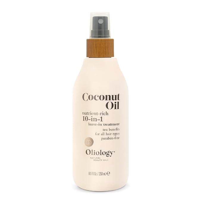 Oliology Coconut Oil 10-in-1 Multipurpose Spray - Leave in Treatment for All Hair Types | Detangles, Controls Frizz, Hydrates & Moisturizes | & Paraben Free (8.5 oz)
