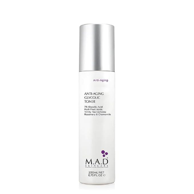 M.A.D Skincare Glycolic Face Toner - 7% AHA Skin Resurfacing Treatment for Age Spots & Firming - Deep Pore Minimizer & Hydrating Amino Acid Formula - Safe for All Skin Types - 6.75 fl oz