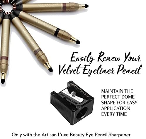 Artisan L'uxe Beauty Velvet Jumbo Dark Chocolate Brown Eyeliner with Free Sharpener | Blendable Makeup for Smokey Eyes - Waterproof Smudge Proof Pencil Eyeliner, Built-in Smudger & Long Lasting