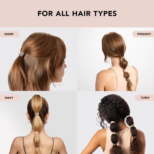 Kitsch Elastic Hair Ties No Damage | Stretchable Hair Bands - Neutral 12pcs
