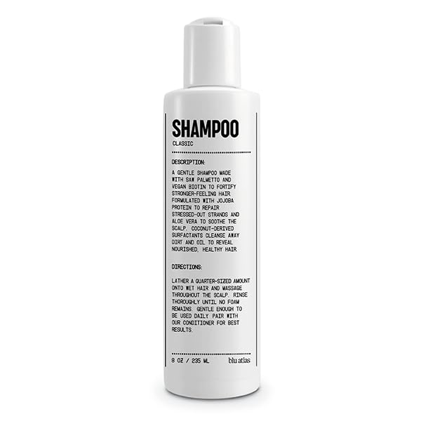 Blu Atlas Natural Shampoo for Men — Sulfate-Free for All Hair Types, 15 Ingredients, No Filler, Helps with Dandruff and Dry Scalp — Classic Scent, 8 oz