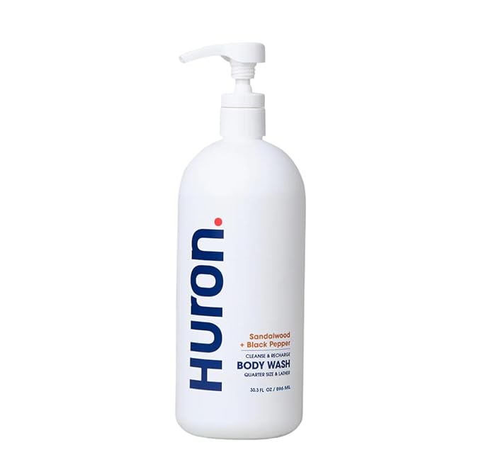 Huron Body Wash: Sandalwood + Amber Scent, Non-Toxic & Hydrating; 30.3oz