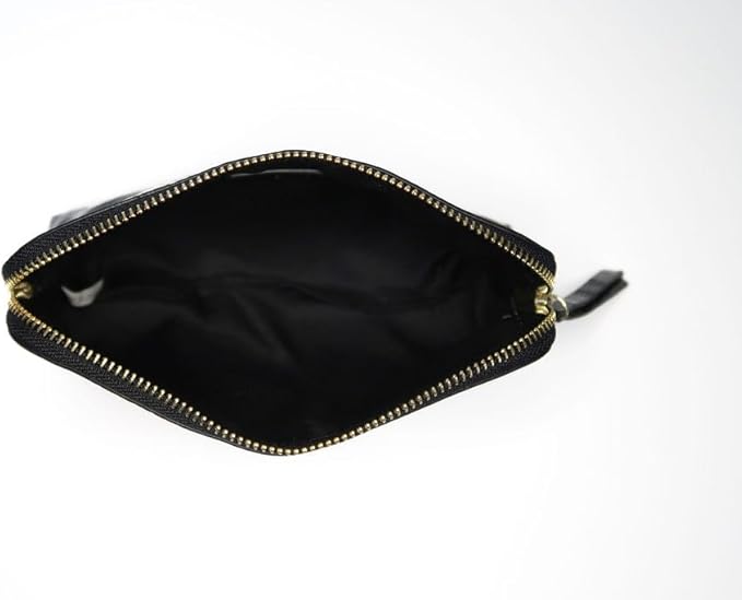 RITTZI Noir Onyx Crocodile Cosmetic Bag - Luxury Vegan Leather Makeup Bag, Black Crocodile Texture Organizer, Beauty Bag for Travel, Skincare & Makeup Storage