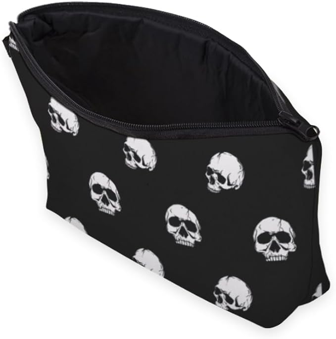 Loomifang Small Makeup Bag Cosmetic Bag for Women, Pretty Design Organizer Case with Zipper Closure, Lightweight and Water-Resistant Make Up Bag - 8.65"x 5.35" x 7.08"（Skull）