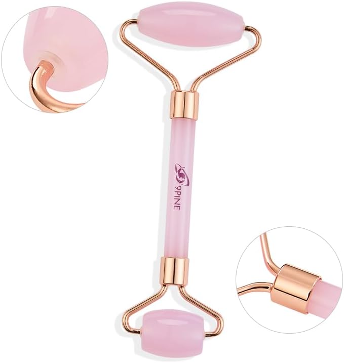 9 9PINE Valentines Day Gifts for Women,Wife,Girls,3-in-1 Gua Sha & Jade Roller Facial Tools Set -Jade Roller & Gua Sha Kit& Facial Massage PenFacial Massage Device for Skincare, Best Gift (Pink)