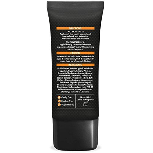 Mens Face Moisturizer Anti Aging - Aftershave for Men, Face Cream & Post Shave Lotion with Argan, Shea & Aloe - Daily Skin Care Balm for Dry, Oily & Sensitive Skin, 2.6 oz