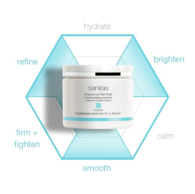Sanitas Brightening Peel Pads, AHA/BHA Exfoliating Treatment, 50 pads
