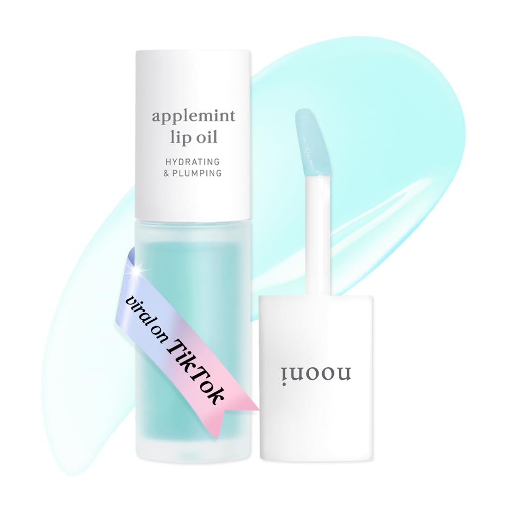 NOONI Korean Lip Oil - Applemint | Long-Lasting, Moisturizing, Plumping, Revitalizing for Dry Lips, Waterproof, No Peel Off, Hydrating, Nourishing Crystal Clear Lip Stain, 0.12 FL Oz