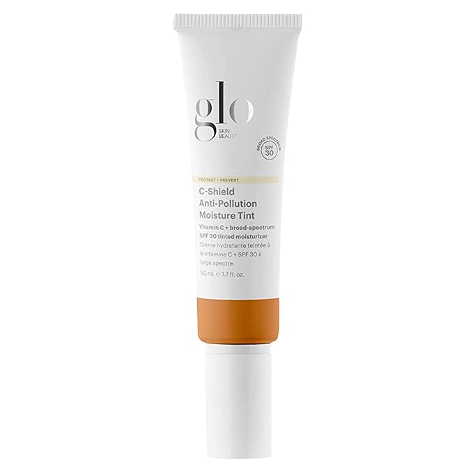 Glo Skin Beauty C-Shield Anti-Pollution Moisture Tint SPF 30, 7W-Dark – Tinted Moisturizer with SPF, Lightweight Tinted Sunscreen for Face, Vitamin C & Squalane, Dewy Sheer Coverage, All Skin Types