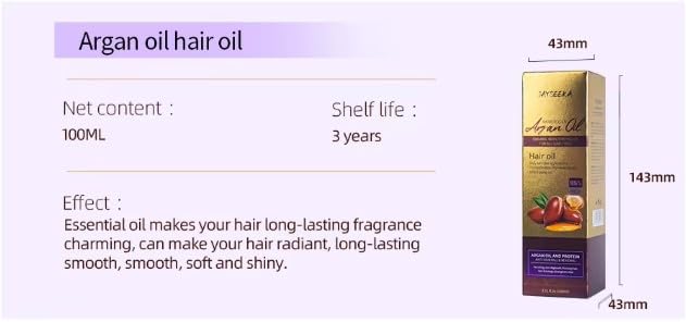 JAYSEEKA Moroccan Argan Oil Hair Treatment, Organic Moisturizing Oil for All Hair Types, Anti-Hair Fall and Renewal Formula, 3.51 fl oz