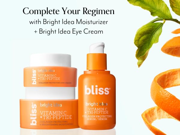 Bliss Vitamin C + Tri-Peptide Brightening Face Moisturizer, Hydrating Cream for Radiance, Firm-Looking Skin, Collagen Support, Dark Spot Reduction, with Squalane + Niacinamide, Cruelty Free, 1.7 fl oz