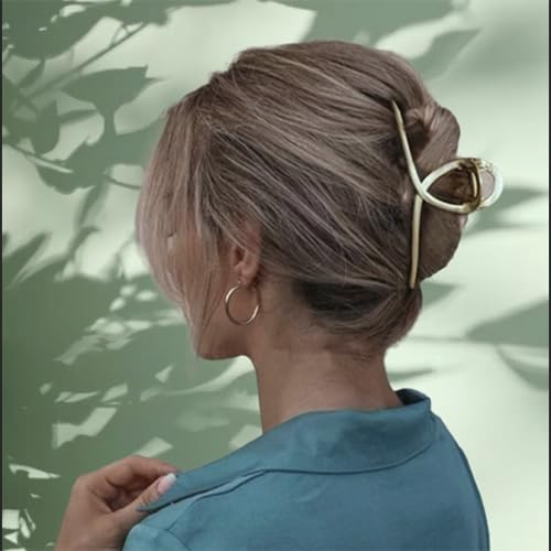 DOBIHMAX 2 Pack Large Metal Hair Claw Clips with Pearls 4.3 Inch - Gold Hair Accessories for Women's Thick Hair Styling, Strong Hold, and Fashion