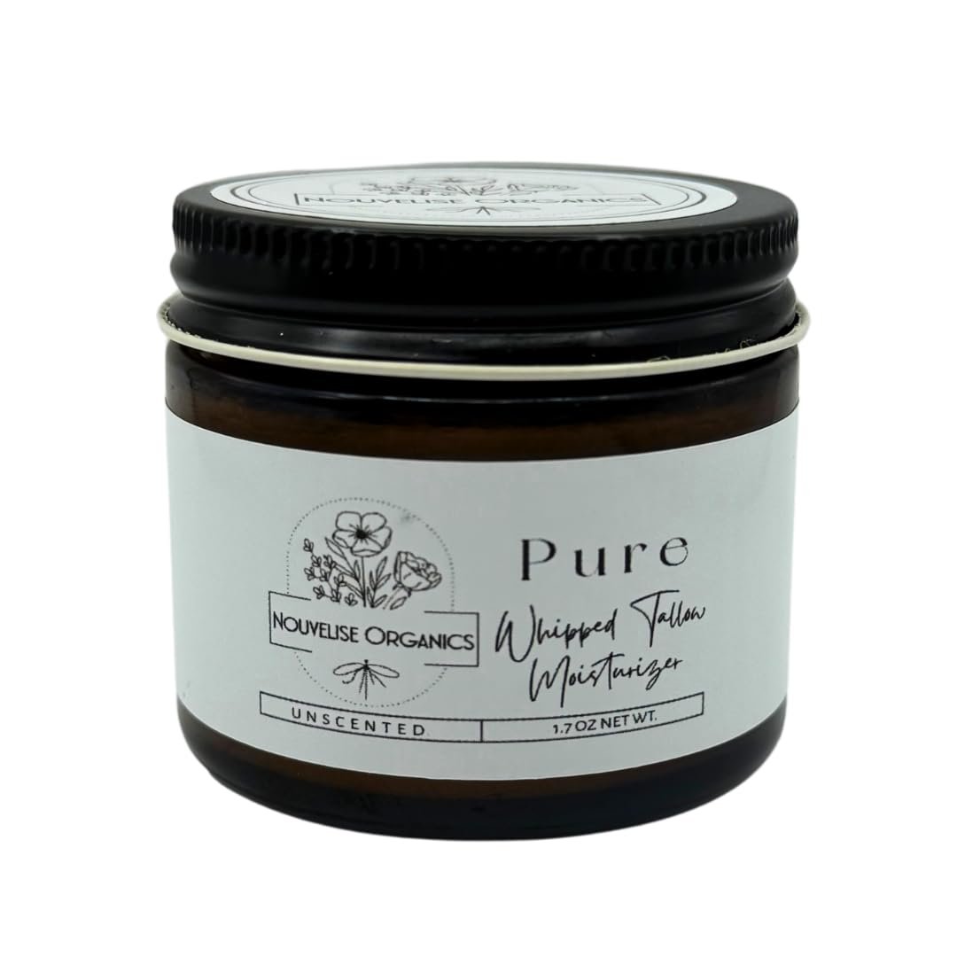 Pure - Whipped Tallow Moisturizer - Unscented - 100% Grass-Fed Tallow & Organic Jojoba, Chemical-Free, Non-Comedogenic, For Dry, Sensitive & Eczema-Prone Skin - Children & Pets - 1.7oz