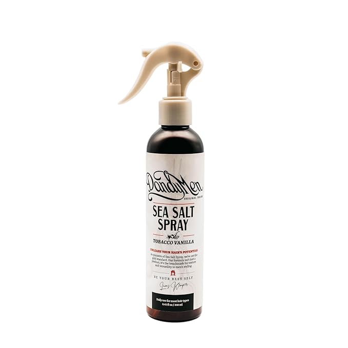 DandyMen Sea Salt Spray for Men – Texturizing & Volumizing Hair Spray for Beachy Waves, Matte Finish - Tobacco Vanilla, 1-pack