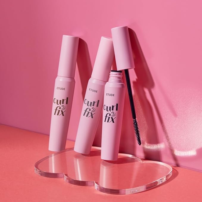 ETUDE Curl Fix Mascara, Waterproof Mascara, Strong Curl Up, Long-Lasting, Waterproof, Light-Weight, Korean Makeup, Beauty, Vegan Certified, Black (0.27 Fl Oz)