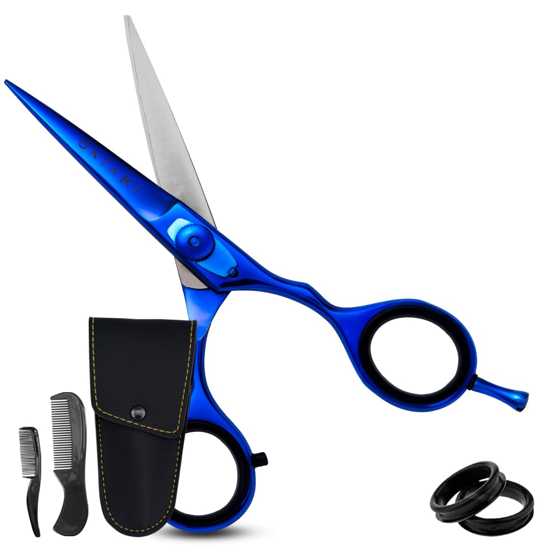 Ontaki Beard & Mustache Scissors & Combs - 5.5" Japanese Steel, Gold Brass