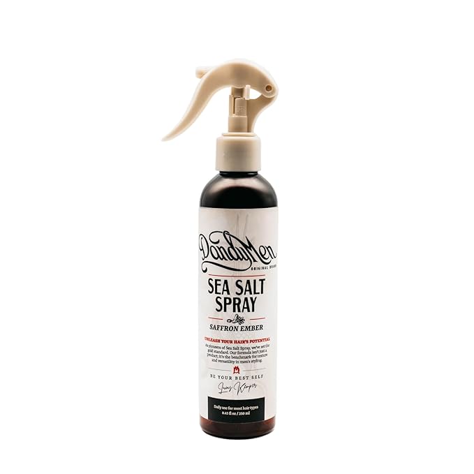 DandyMen Sea Salt Spray for Men – Texturizing & Volumizing Hair Spray for Beachy Waves, Matte Finish - Saffron Ember, 1-pack